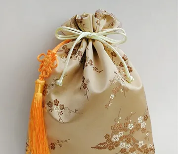 Noeud chinois gland Extra grand sac de brocart de soie cordon sacs artisanaux pochettes cadeaux doublure en daim sac de rangement de bijoux 20x25cm253y