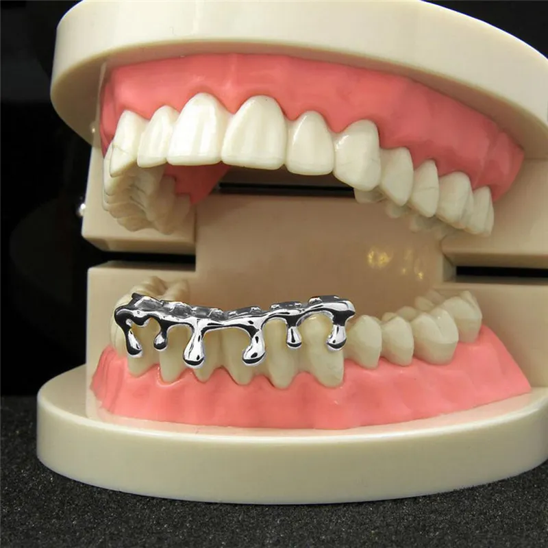 Хип-хоп Custom Fit Drip Grillz 14-каратное позолоченное покрытие зубов в стиле хип-хоп Нижние нижние грили3286