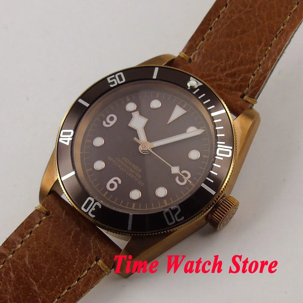 Armbanduhren 41mm Kaffee Sterial Zifferblatt Goldmarke Pvd Hülle Sapphire Glass Miyota Automatische Männer Watch2689