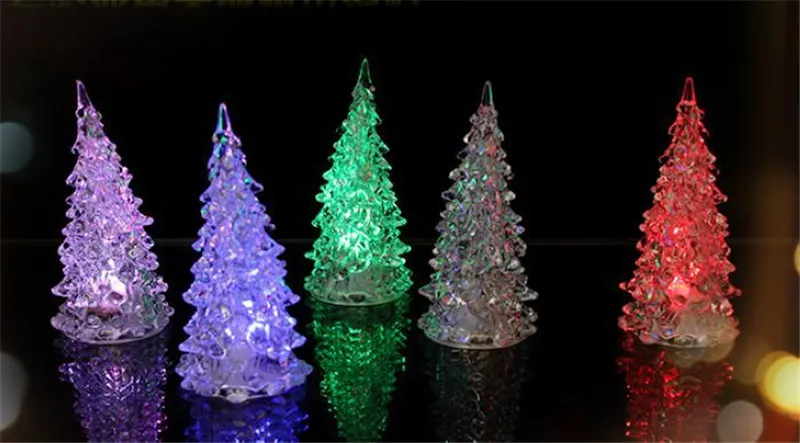 MINI arbre de Noël LED lumières cristal clair coloré arbres de Noël veilleuses nouvel an fête décoration Flash lampe de lit ornement cl7263062