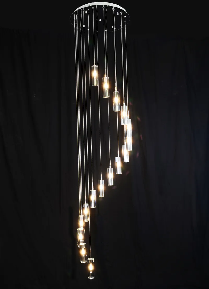 LED CRYSTAL الثريات الحلزونية مصابيح غرفة المعيشة الحديثة الدرج الإضاءة الطويلة بلورات الثريا ديكور المنزل أضواء لامعة صالون 311D