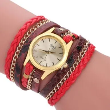 Schmuck Armbänder Uhr für Frauen Bindfaden Weben Serpentin Quarzuhr Mode von 337H
