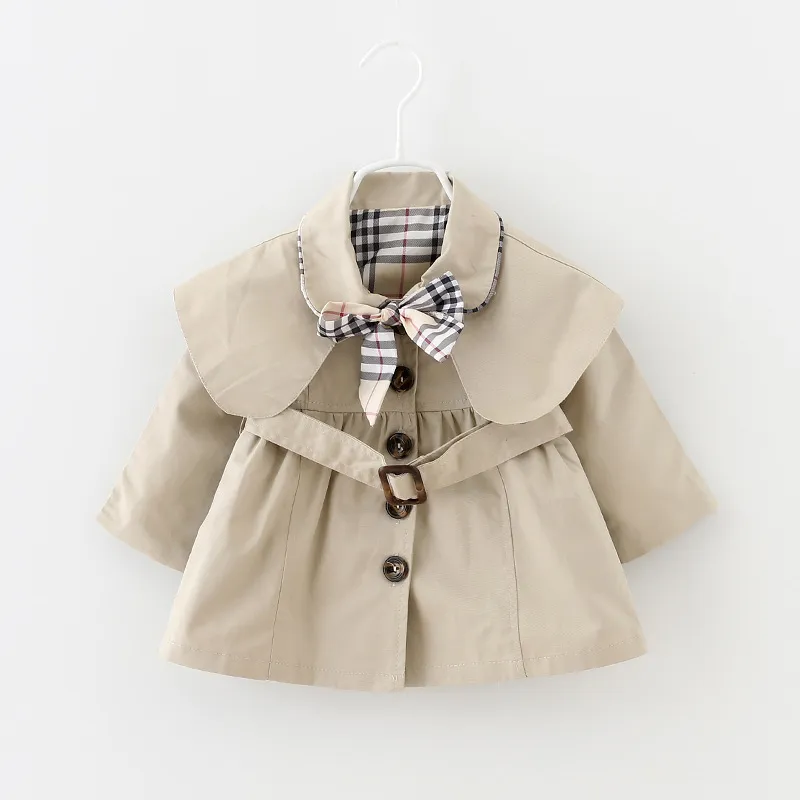 0-3Y Baby Girls Coat Trench Spring Autumn Tops Kids Trench Jacket Outerwear & Coat Children Clothing Long Sleeve Trenches265W