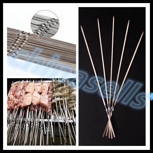 النزهة المحمولة BBQ Barbeque Needle 35cm Camping Staflic Steel Barty Kabob Kebab Flat Lamb Skewers Forks252g