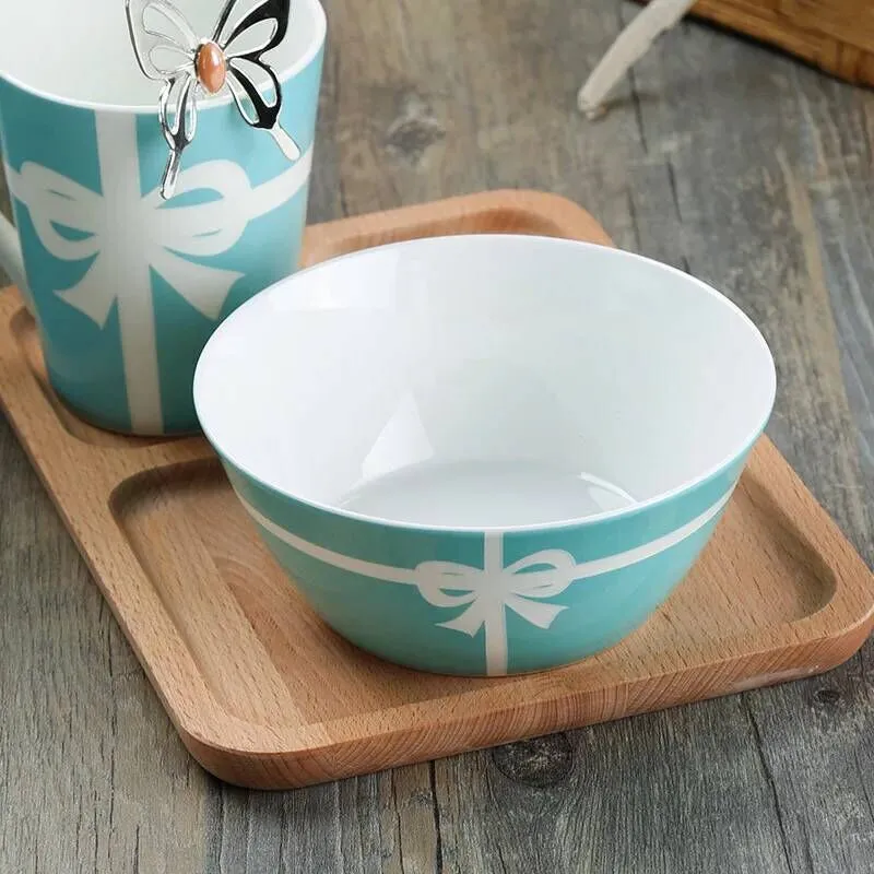 DHgate.com:Blue Ceramic 5-inch Disc Breakfast Bowls, Set of 5, Bone ...