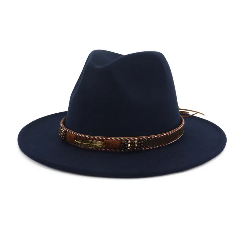 Cool design retro hårt filt kvinnor män viker brim bowler derby jazz fedora hatt panama gambler hattar260g