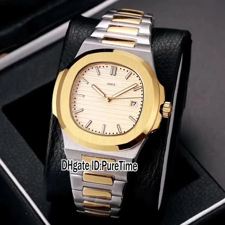 Novo clássico 5711 dois tons amarelo ouro azul textura dial 40mm a2813 relógio automático masculino relógios esportivos aço inoxidável puretime p2235j