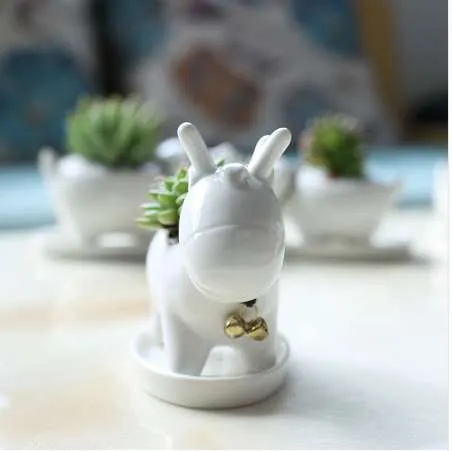 Pot de fleurs de jardin en forme d'élan blanc, petit pot de fleurs de noël en forme de cerf, pots de plantes succulentes en céramique pour fleurs sans support base224q