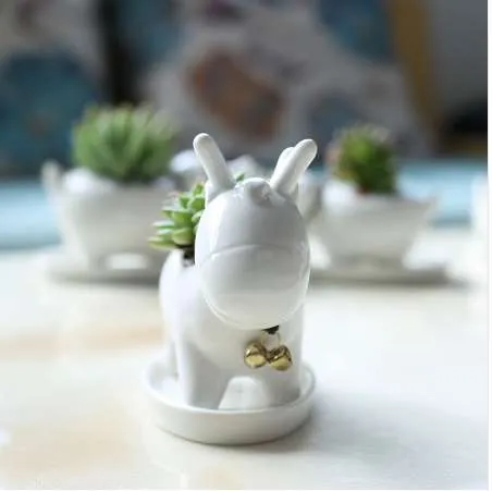 white small elk planter garden Christmas flowerpot deer shape Ceramic succulent plants pots for flowerwithout stand base324Z