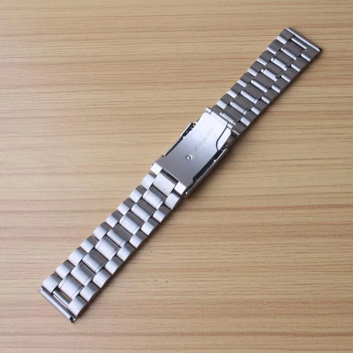 Silverarmband Solid rostfritt stål Watch Band Justerbar strap Metal Högkvalitativ Watchband 18mm 20mm 22mm 24mm Mens Womens2030