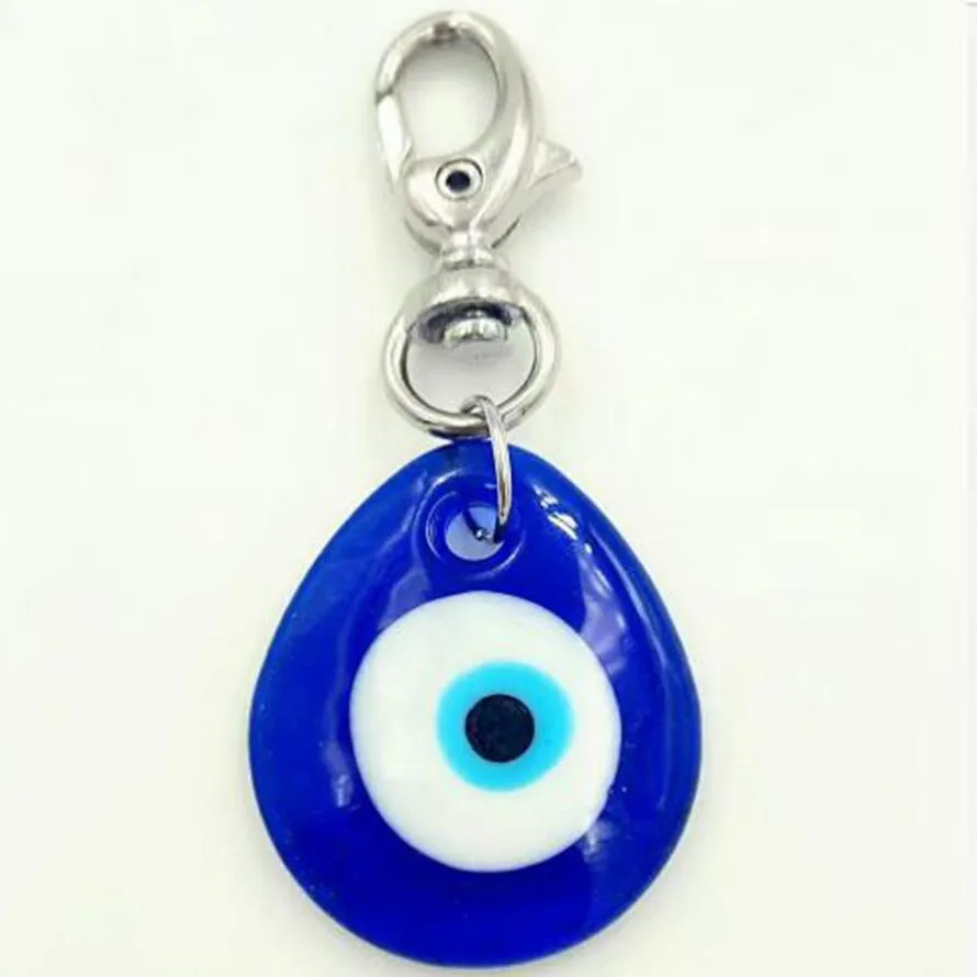 10 stuks veel vintage zilveren Turkse traan blauw glas boze oog charme sleutelhanger geschenken passen sleutelhangers accessoires sieraden A292529