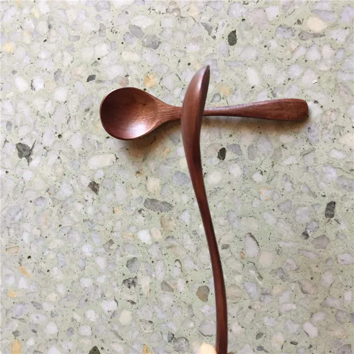 Small Wood Coffee Tea Spoon 12 3cm Brown Wooden Spoons for Sugar Salt Jam Mustard Ice Cream Natural Wooden Handmade Fre3285