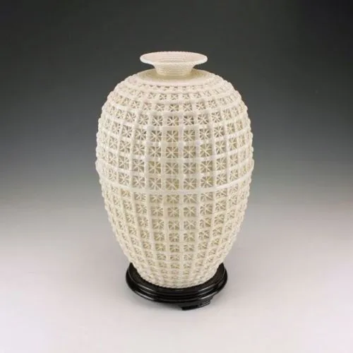 Grand vase ajouré en céramique dehua, Rare, Antique, fait à la main, Oriental, 2032