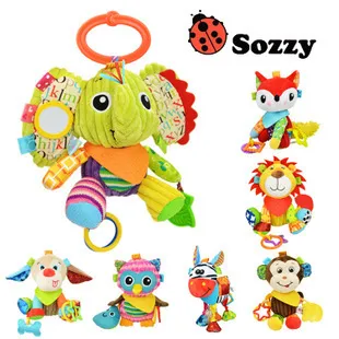 Sozzy baby vibrerad plysch djur lejon leksak rattle crinkle ljud 18cm mjuk fylld multicolor multifunktions barn docka