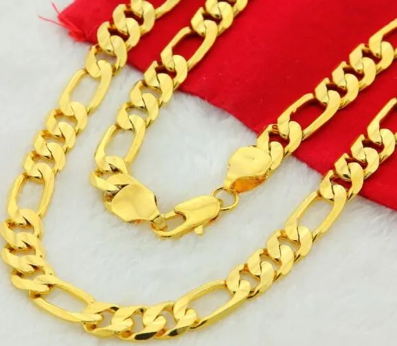 Collana da uomo con catena a maglie Figaro da 10 mm in oro giallo 14k italiano2827