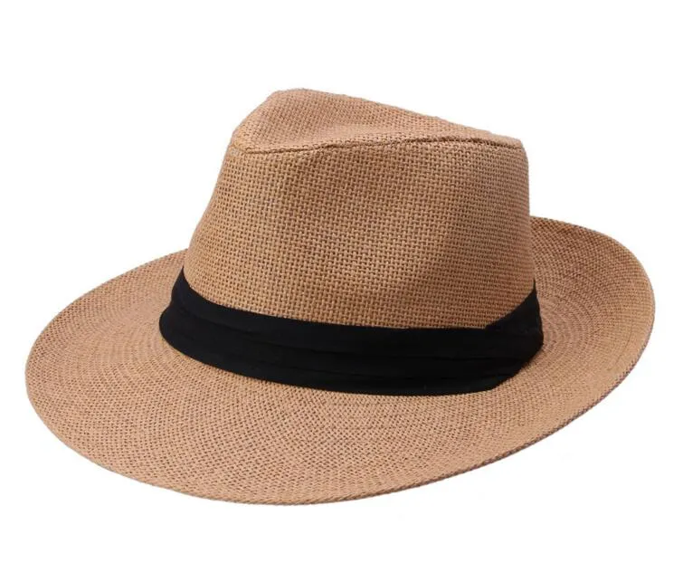 moda Ampla palha Brim chapéus, chapéu senhoras sol, chapéu de palha do verão, homens e mulheres grande chapéu de cowboy cap Praia 6 cores