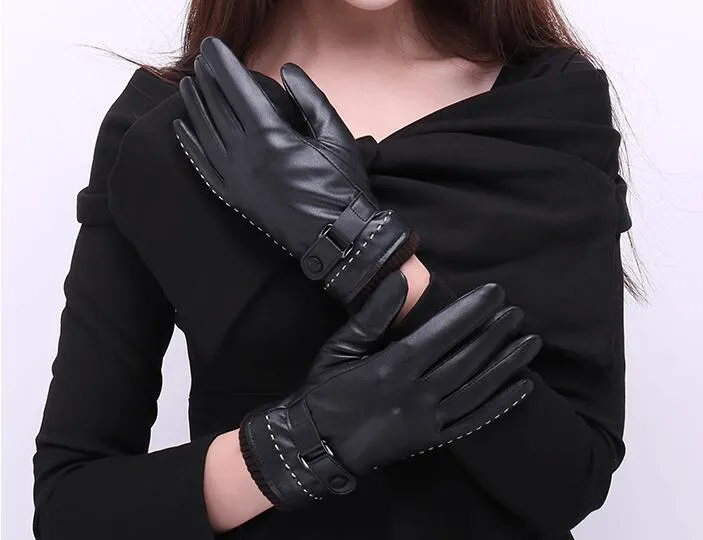 Mens Womens Designer PU Leather Gloves Winter Five Fingers Gloves Finger Protected Warm Keeping Faux Leather Gloves208s