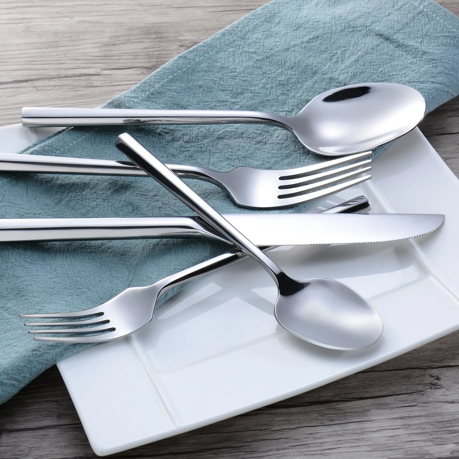 creative handle flatware set knife fork spoon 5-piece suit cutlery set high-grade stainless steel dinnerware tablewa287v