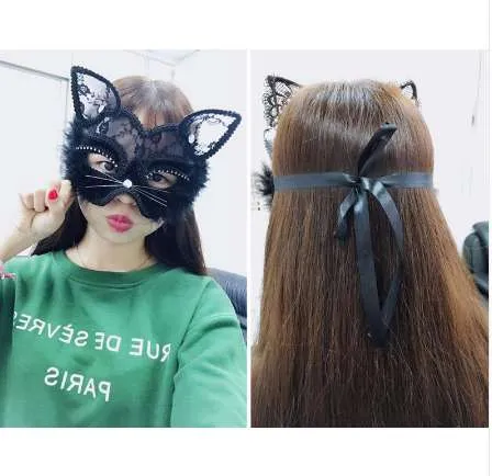 19 8 cm Vos Maskers Sexy Kant Kat Masker PVC Zwart Wit Vrouwen Venetiaans Bal Party Masker QERFORMANCE Fun Masks2673