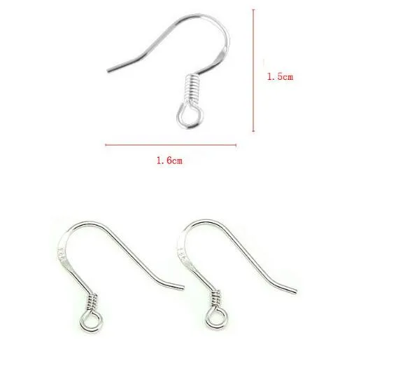 Sterling 925 Silverörhängen Fynd Fishwire Hooks Ear Wire Hook Freth Hooks Jewely Diy 15mm Fish Hook Mark 925290o