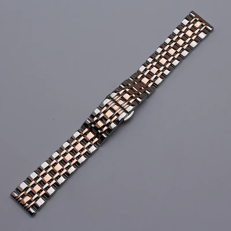 7beads Watchbands Stainless steel watch strap bands silver and gold mixed color staight ends watchbands 14mm 16mm 18mm 20mm 22mm 2274V