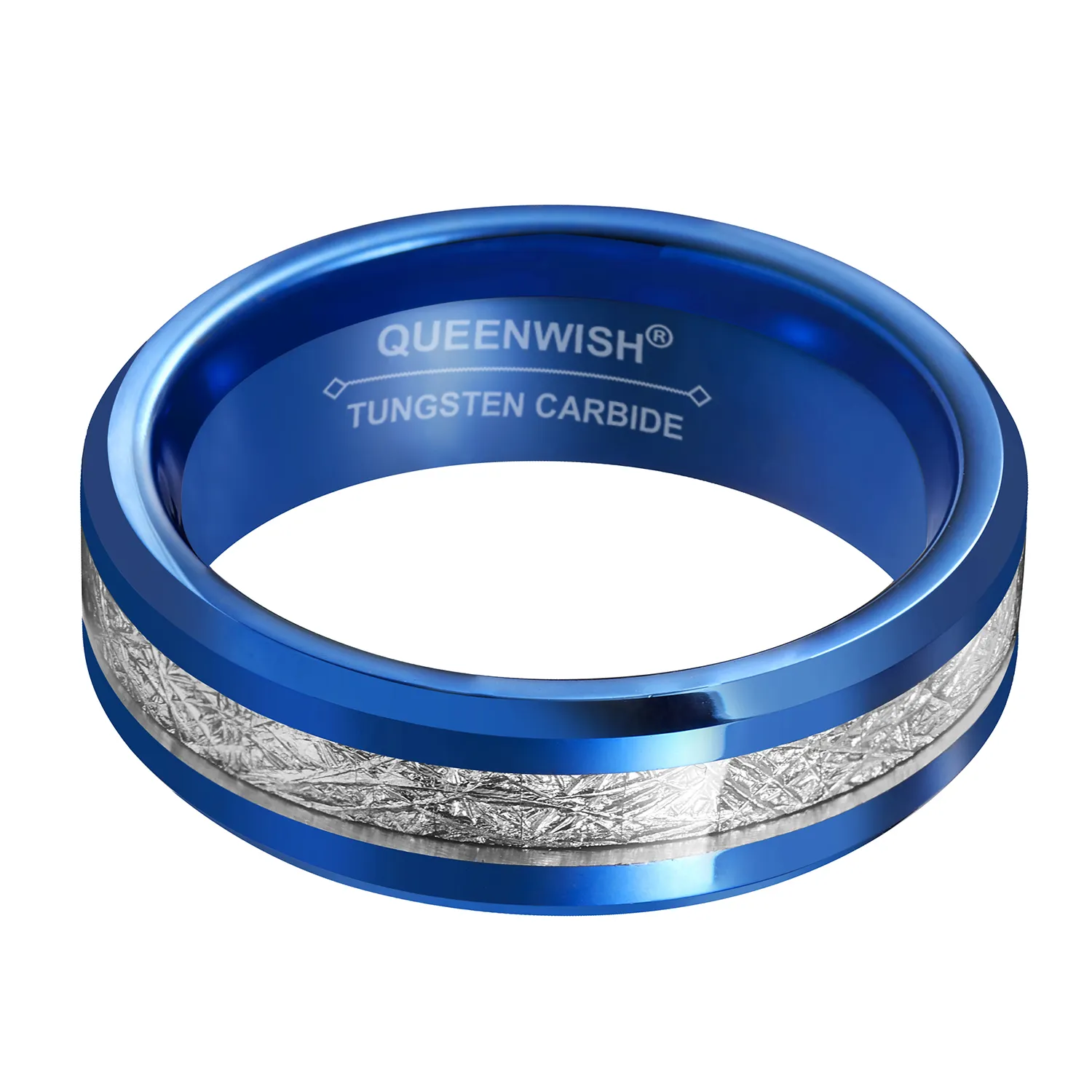 Affigage de mariage en tungstène bleu 6 mm imité Ring 2484 imitation de météorite