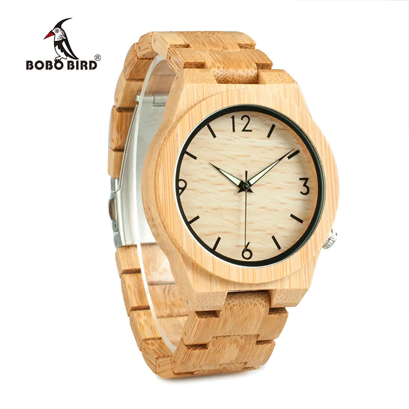 BOBO BIRD Casual Bamboo Wooden Watch japanese movement wristwatches bamboo wood band watches quartz watch for men321L