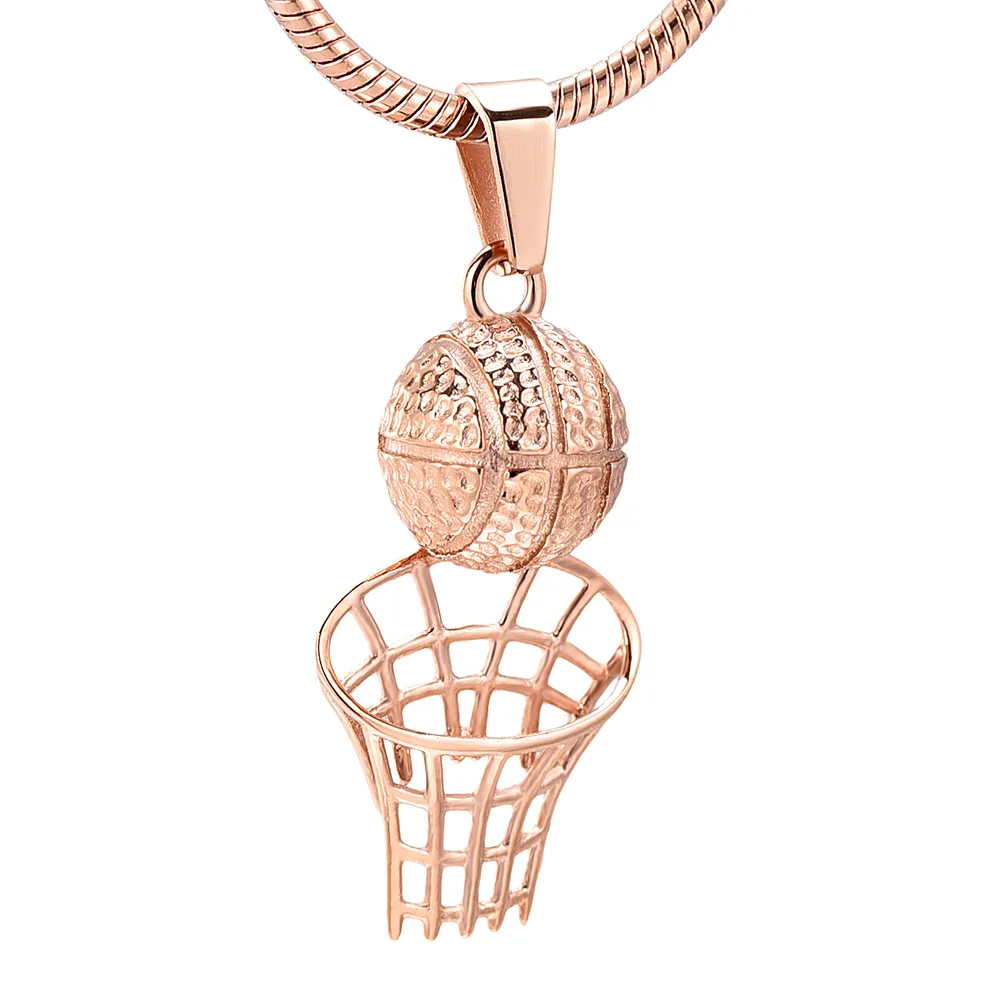 Player's Necklace Memorial 316L Stainless Steel Basketball Cremation Pendant with Snake Chain Funeral Urn Keepsake Jewelry fo2226