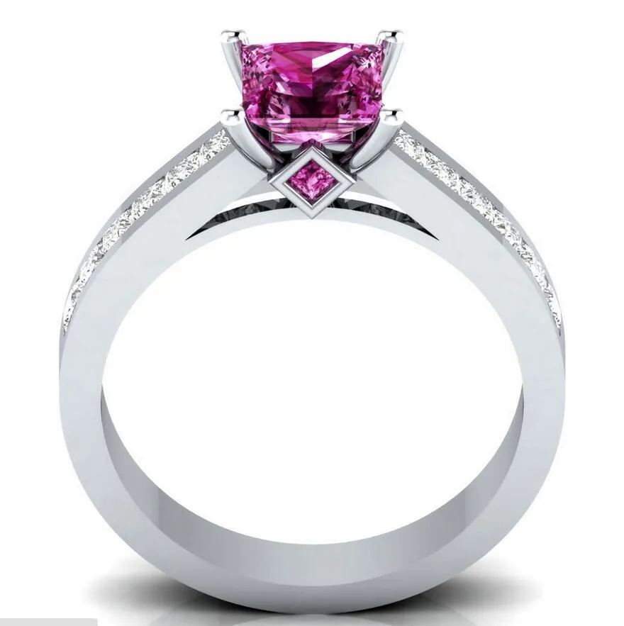 Victoria Wieck Luxe Sieraden Handgemaakte 925 Sterling Zilver Gevuld Princess Cut Roze Saffier CZ Diamant Edelstenen Vrouwen Bruiloft Ba222K