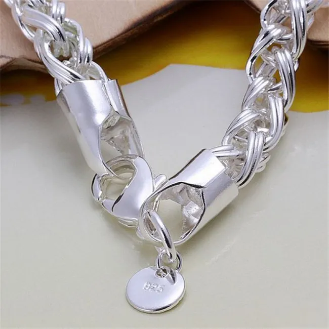 Pulseira torcional banhada a prata; Novidade moda masculina e feminina pulseira de prata 925 SPB070303q