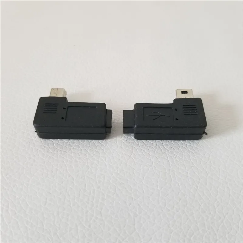 PCS 1MINI USB MANA till MICRO USB 5PIN KVINNA 90 graders vänstervinkeladapterkonverterare Jack Plug Black