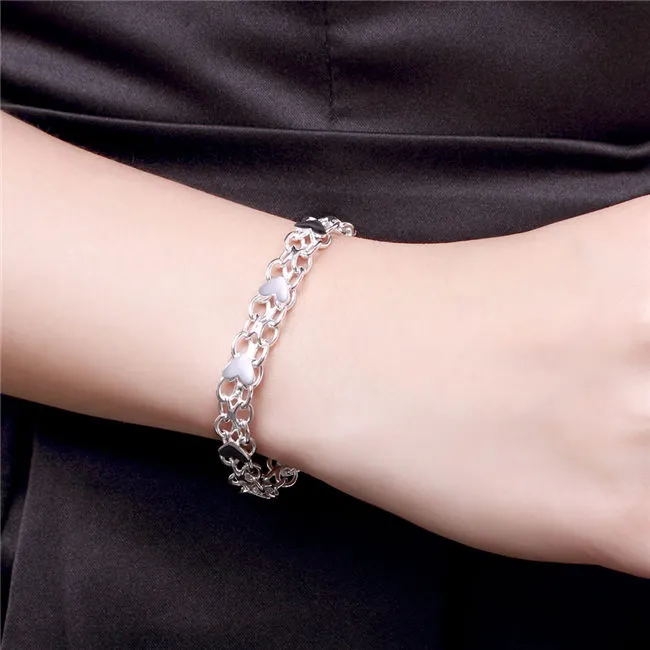 BEAST GIF HART SESBETT 925 Silver Armband JSPB293 BEAST Gift Män och kvinnor Sterling Silver Plated Chain Link Armelets218V