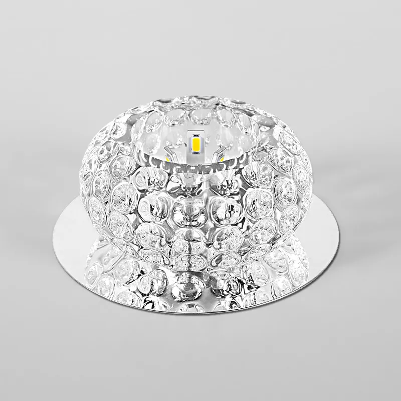 Plafonniers en cristal à bulles LED lampe d'allée projecteur salon couloir entrée Downlight en acier inoxydable Base de miroir plafond 305r