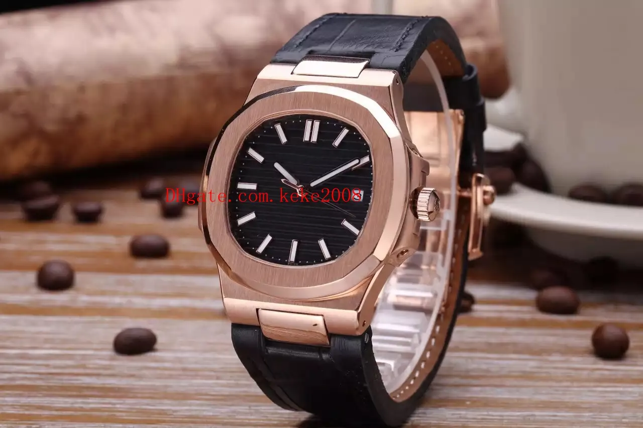 Luxury High Quality Watch 40 5mm Nautilus 5711 1R-001 Leather 18k Rose Gold Asia Mechanical Transparent Automatic Mens Wat268H