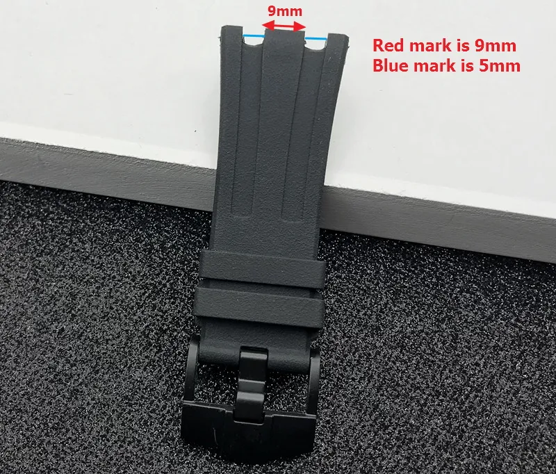 Pulseira de silicone de borracha natural preta de 28mm, pulseira de relógio masculina para cinto offshore carvalho on275t