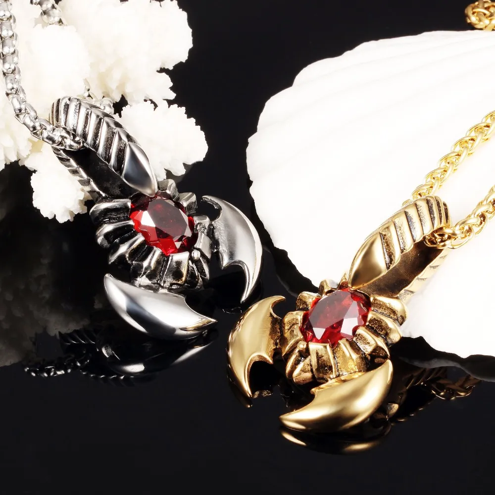 Bijoux de mode Collier pour hommes en acier inoxydable Scorpion avec des colliers de haute qualité en pierre en argent doré pour hommes2814