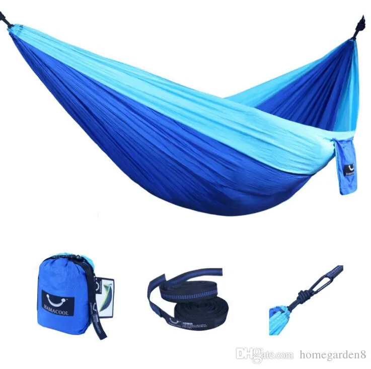 Hamac portatif en Nylon pour une personne, 220x90cm, en tissu Parachute, pour voyage, randonnée, sac à dos, Camping