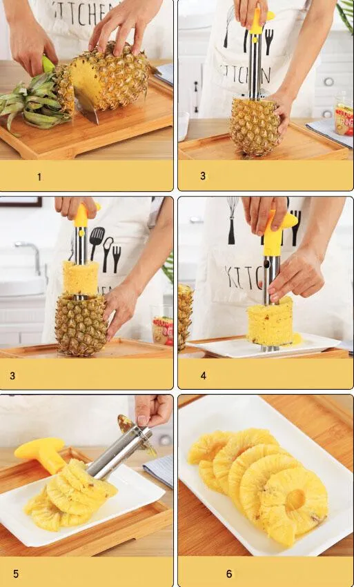 Éplucheur d'ananas Outils de fruits Créatif en acier inoxydable Fruit Ananas Corer Trancheuses d'ananas Outils de cuisine Éplucheur d'ananas Parer Knife