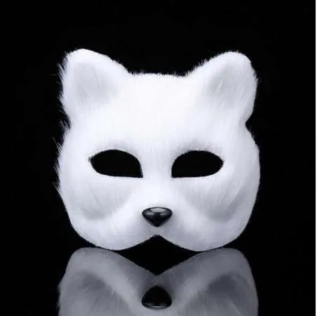 Máscara de plástico Villus Arctic Fox Cosplay Party Metade superior do rosto Máscaras de Halloween Cat Masquerade Party Masks245q