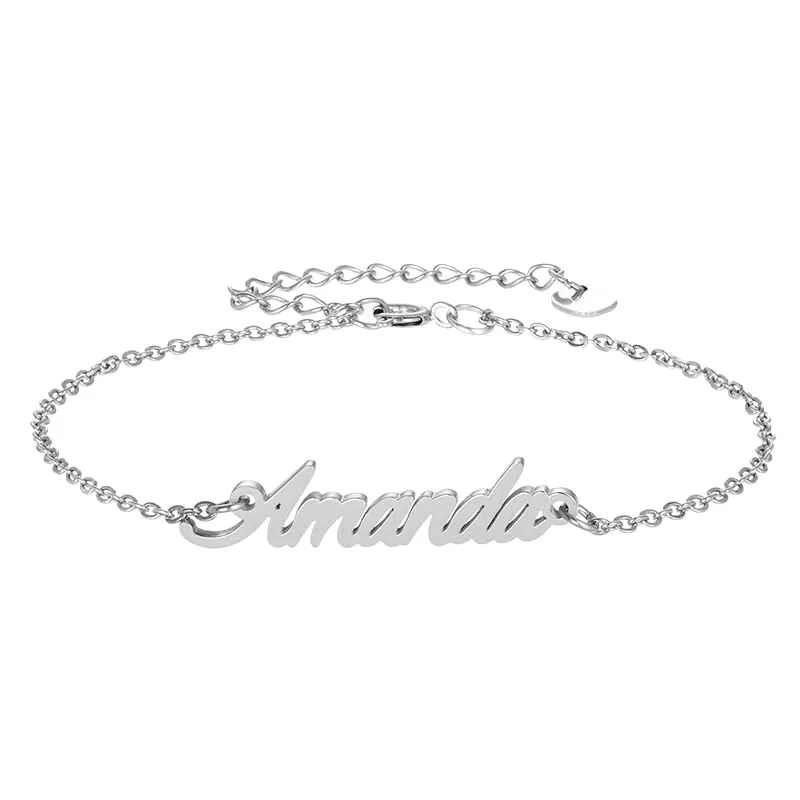 Amanda Namenskette + Armband-Set für Damen, Buchstabe Gold, Halsband, Halskette, Anhänger, Namensschild, Geschenk