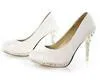 2016 Nuevos zapatos de mujer blanca Zapatos de vestir de tacón alto Zapatos de boda para novia ZAPATOS de fiesta.