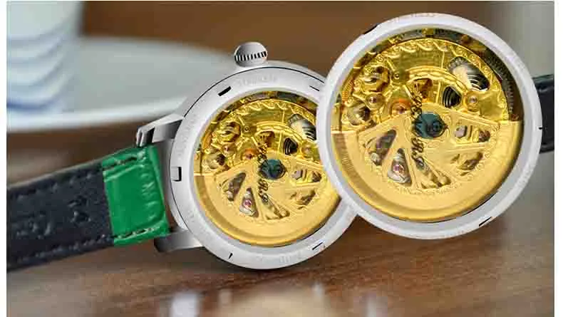 Senors Wengle New Clover Automatic MS Mechanical Watches Högkvalitativ äkta läderbutik genom botten Kvinnor Watches182J