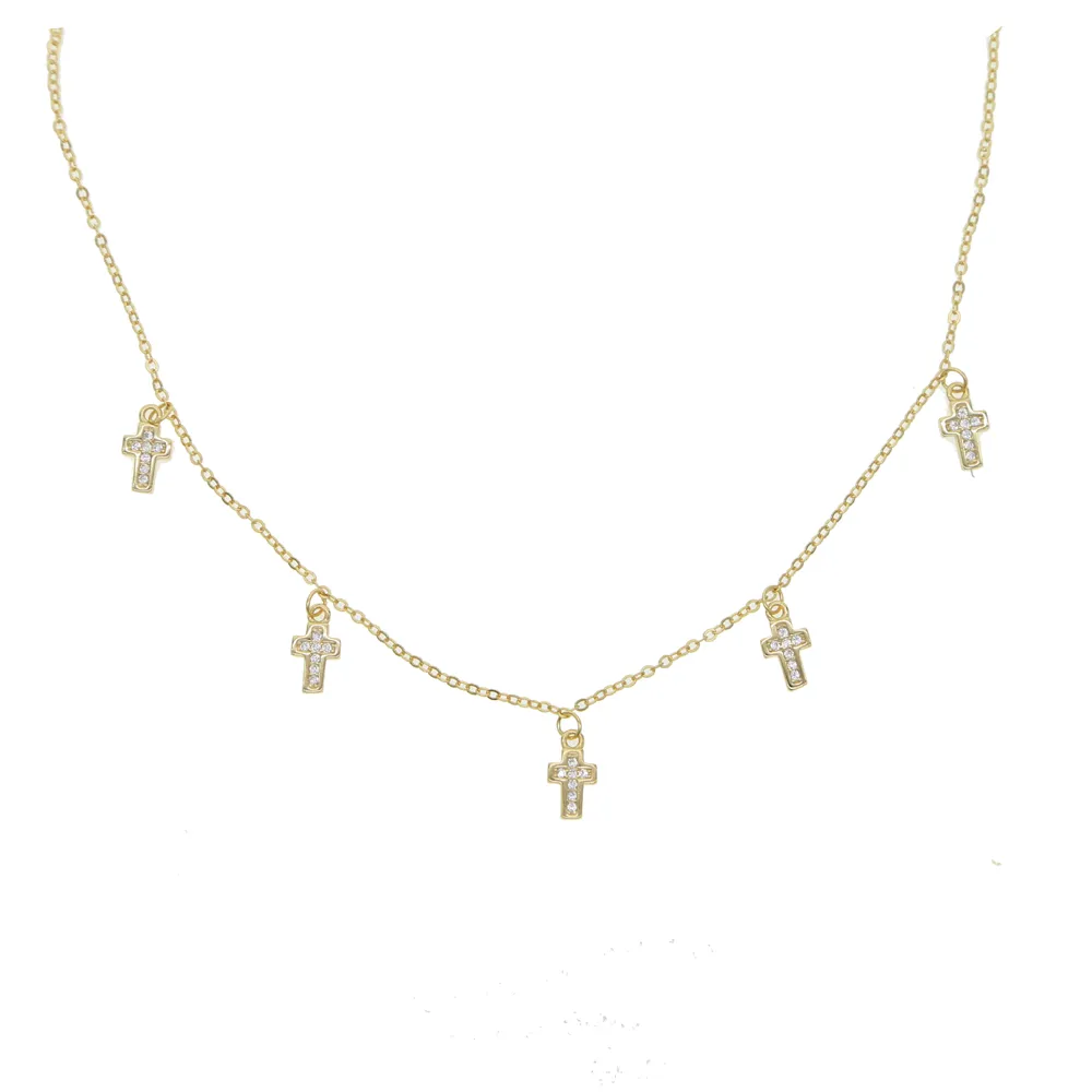 NYA LATIN LITA CROSS CHARM NECKLACE PENDENTERS MED CLEAR ZIRCON 100% 925 Sterling Silver Lucky Dangle Cross Necklace For Girls243Z