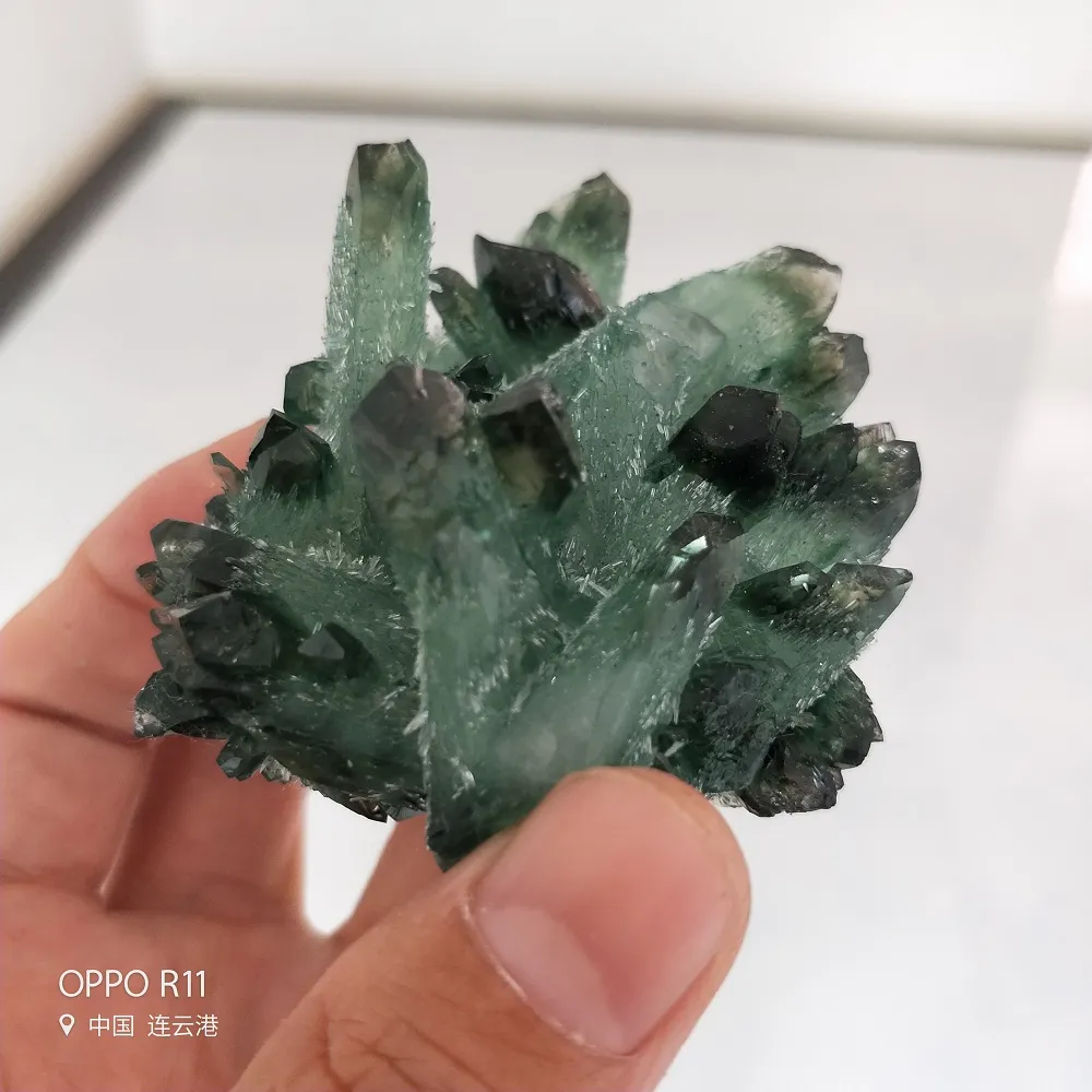 100g natural green ghost quartz crystal cluster phantom specimen Quartz graden inclusion healing Drusy point Stones Minerals