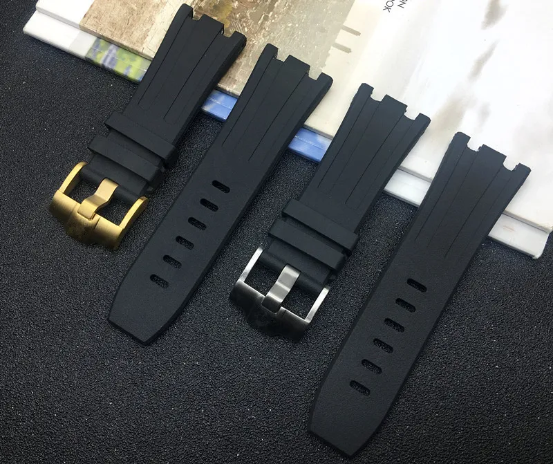 28mm schwarze Natur Gummi Silicon Watchband Männer Watch Band für Gurt für Gürtel Offshore Oak On256x