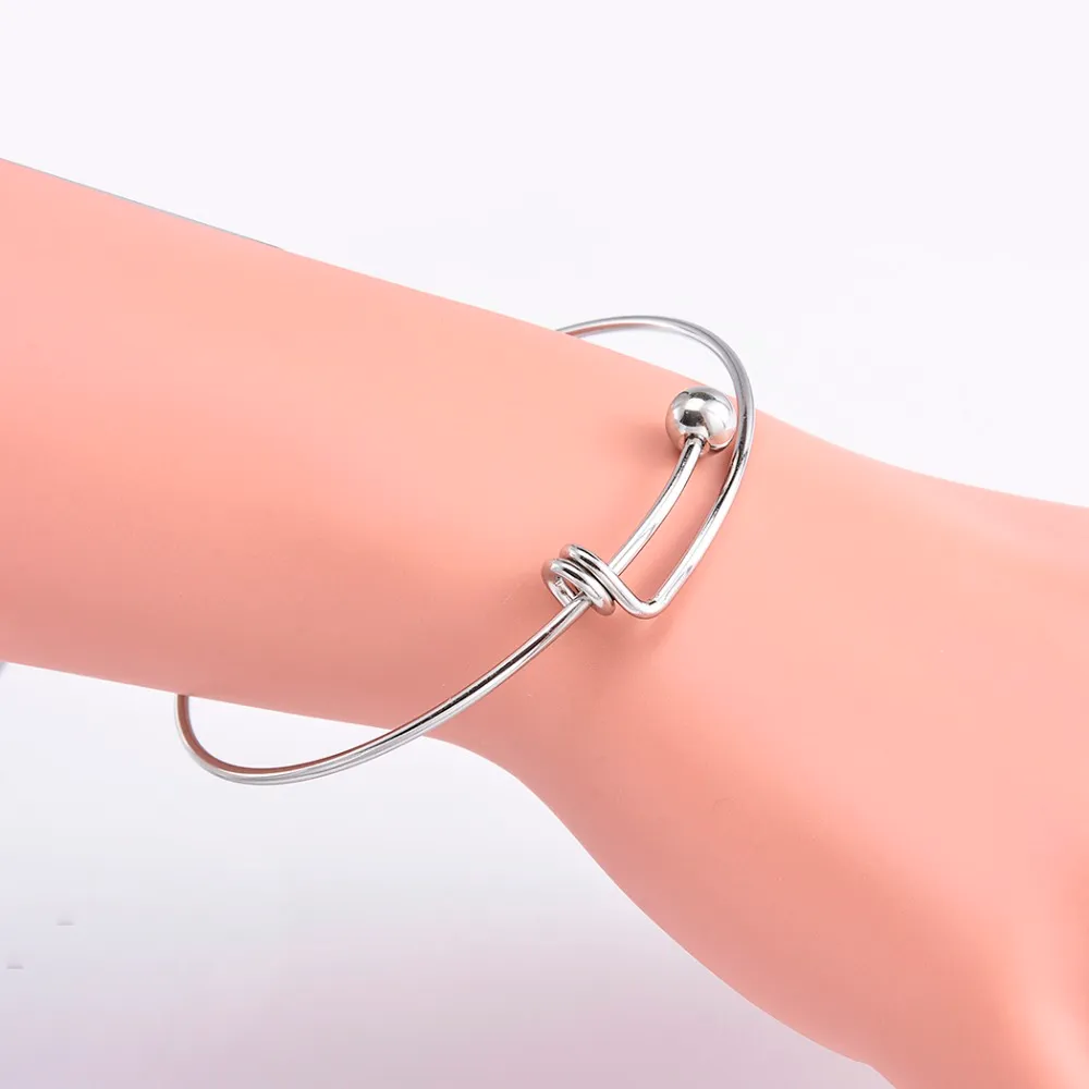 Stainless steel Blank Adjustable Expandable Wire Bracelets Bangles For DIY Charm Bangle Jewelry247z