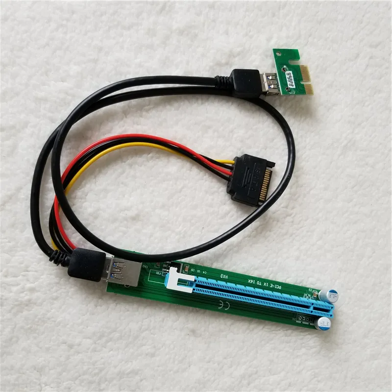 USB 3.I-E Express Cable 6Pin Graphics Card 1x to 16x Extender Riser Board Card Adapter com cabo SATA para BTC Miner DIY
