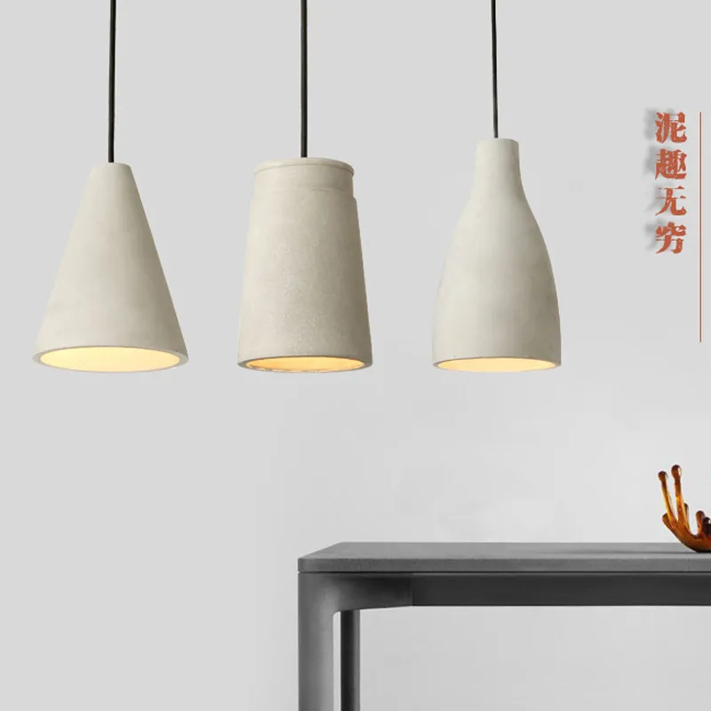 Danimarka Tasarım Loft Beton Kolye Hafif Yatak Odası Başucu Asılı Lamba Çimento Restoranı Yemek Odası Lambası213V