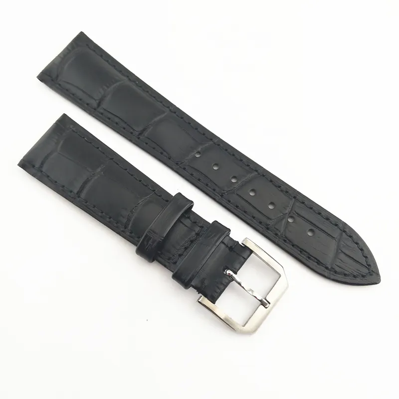 22mm Black Brown Blue Coffee Color Real Leather Wristwatch Watch Bands Straps Bracelet Watchbands With Stainless Steel Buckle P823236Q