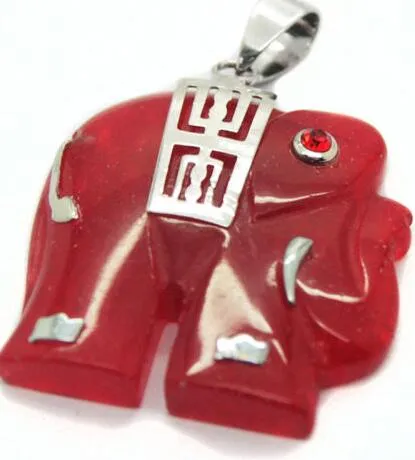 Fashion Jewelry NATURAL red Jade Elephant Pendant Chain Choker Necklace Multiple color shopping299b